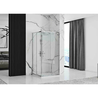 Квадратна душ кабина Rea Punto с плъзгащи се врати 90x90 хром