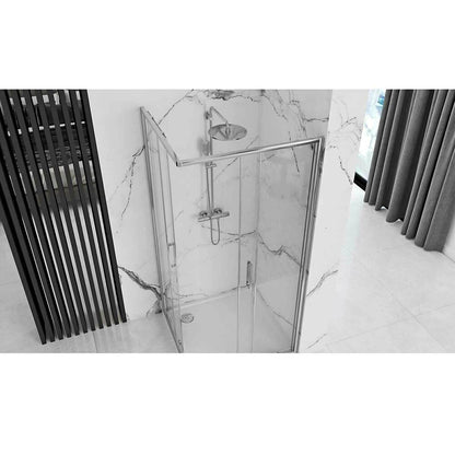 Квадратна душ кабина Rea Punto с плъзгащи се врати 90x90 хром