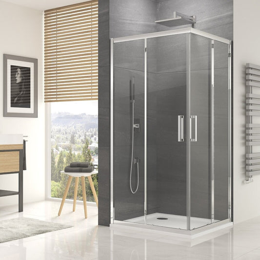 Square Shower Cabin with Sliding Doors SanSwiss Ocelia 80x80 Tempered Glass 5 mm Anti-Scale
