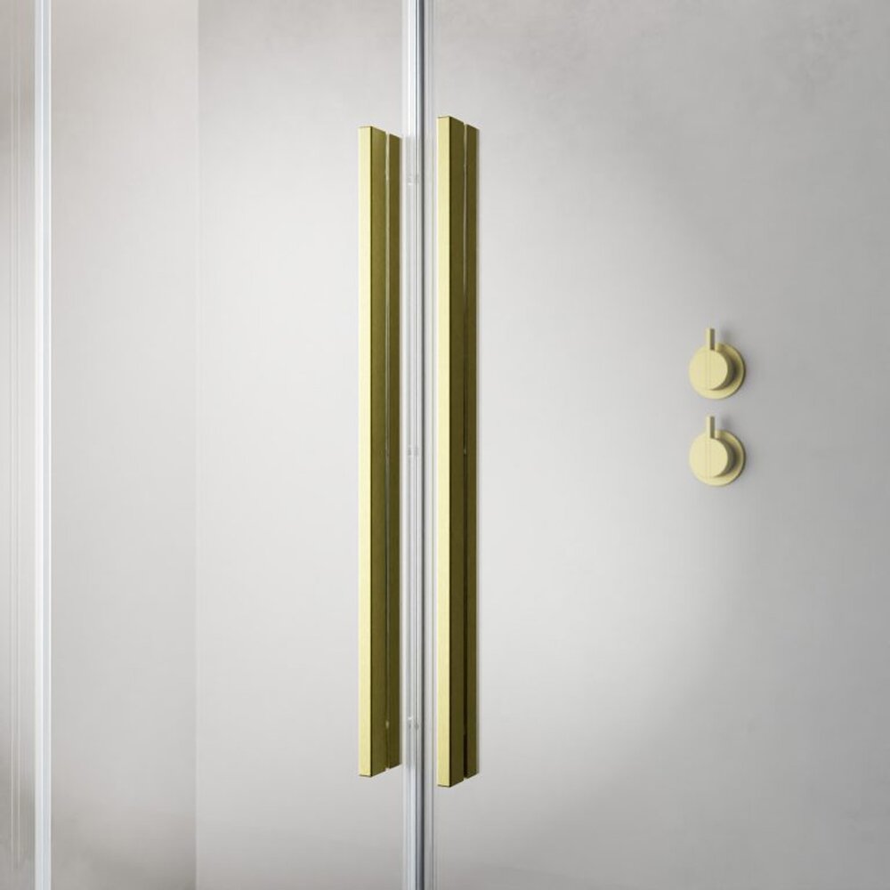 Квадратна душ кабина с плъзгаща се врата Radaway Furo KDJ 100x100 профил злато матово дясно