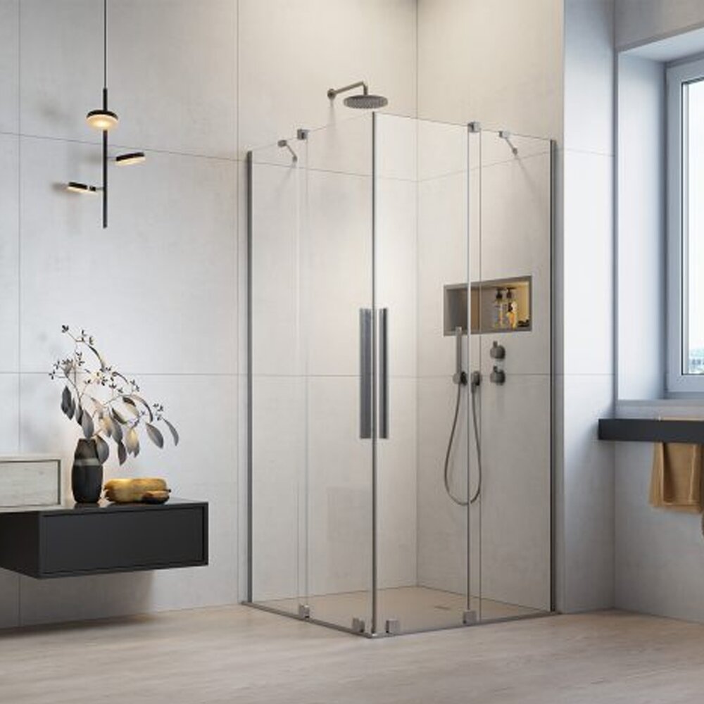 Квадратна душ кабина с плъзгащи се врати Radaway Furo KDD 90x90 cm профил злато мат
