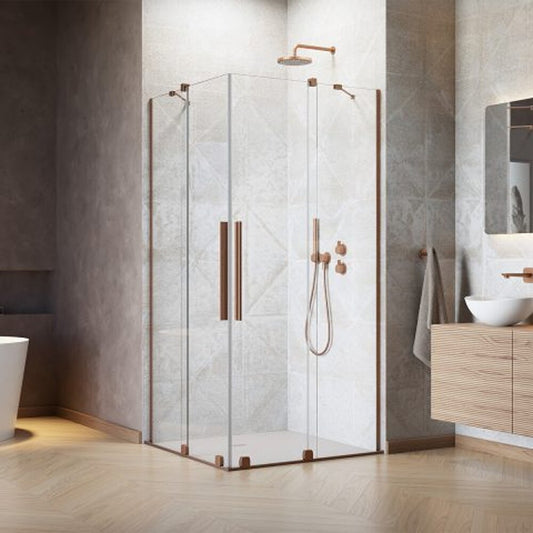 Квадратна душ кабина с плъзгащи се врати Radaway Furo KDD 90x90 cm профил злато мат