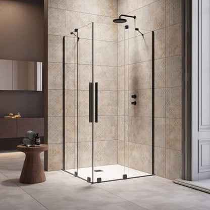 Квадратна душ кабина с плъзгащи се врати Radaway Furo KDD 90x90 cm профил черен мат
