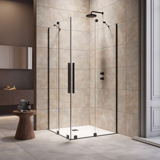 Квадратна душ кабина с плъзгащи се врати Radaway Furo KDD 90x90 cm профил черен мат
