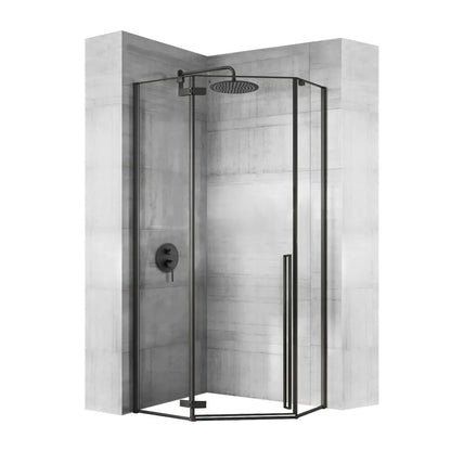 Пентagonalна душ кабина Rea Diamond с отваряща се врата 100x100 черен мат