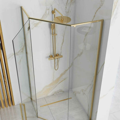 ПентAGONална душ кабина Rea Diamond с батантна врата 90x90 злато