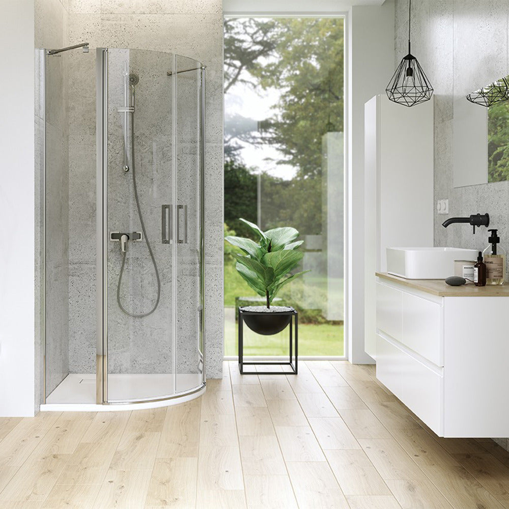 Cersanit Moduo Semi-Round Shower Cabin with 2 Hinged Doors 80x80 Chrome