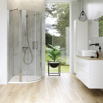 Cersanit Moduo Semi-Round Shower Cabin with 2 Hinged Doors 80x80 Chrome
