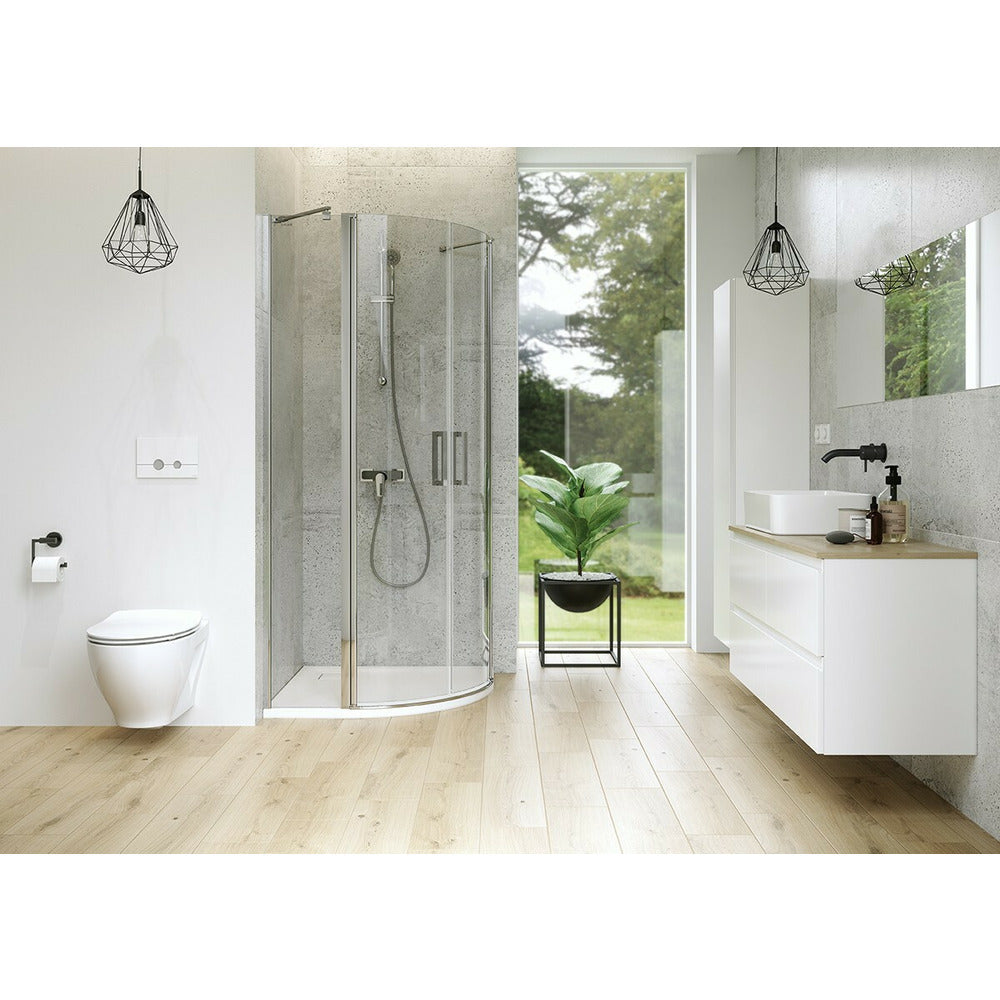 Cersanit Moduo Semi-Round Shower Cabin with 2 Hinged Doors 80x80 Chrome