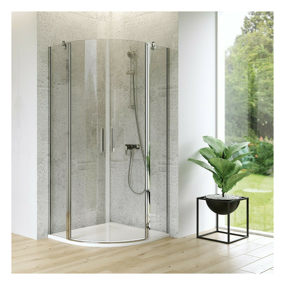 Cersanit Moduo Semi-Round Shower Cabin with 2 Hinged Doors 80x80 Chrome
