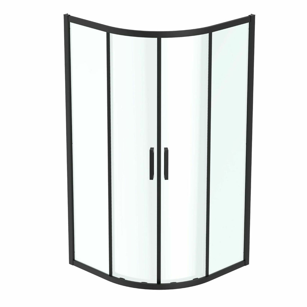 Полукръгла душ кабина с плъзгащи се врати 100x100 см черен мат Ideal Standard Connect 2
