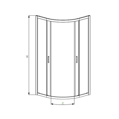 Полукръгла душ кабина с плъзгащи се врати Radaway Premium Plus A 1900 90x90 cm хромирана рамка
