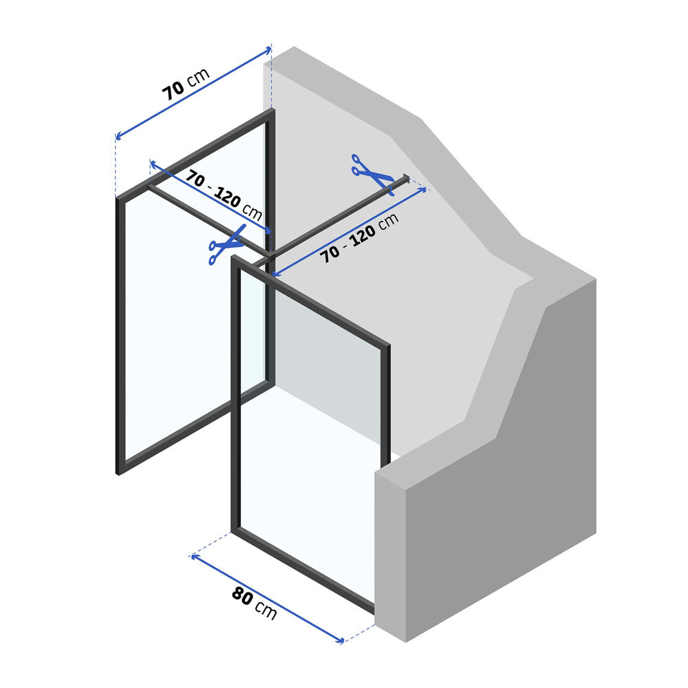 Кабина за душ тип Walk-in Rea Bler с 2 стени 70x80 черна