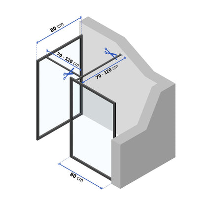 Душ кабина тип Walk-in Rea Bler с 2 стени 80x80 черна