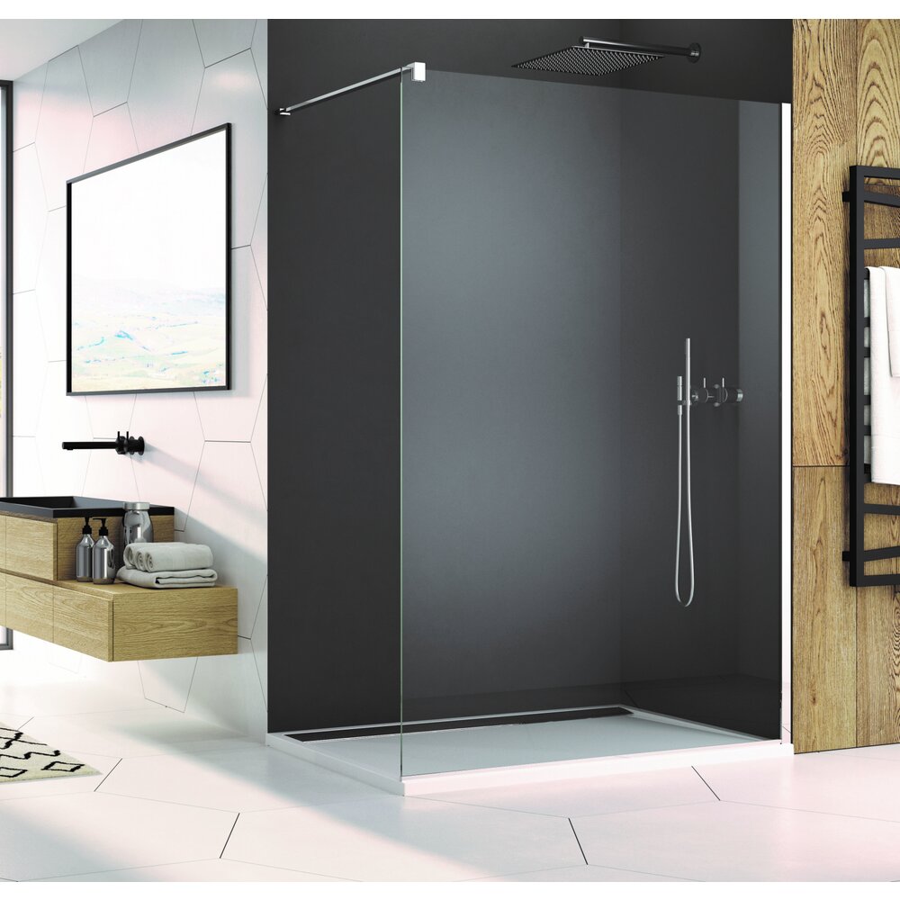 Параван за душ тип Walk-in SanSwiss Easy STR4P 90 см, стъкло закалено 8 мм, антикалцие