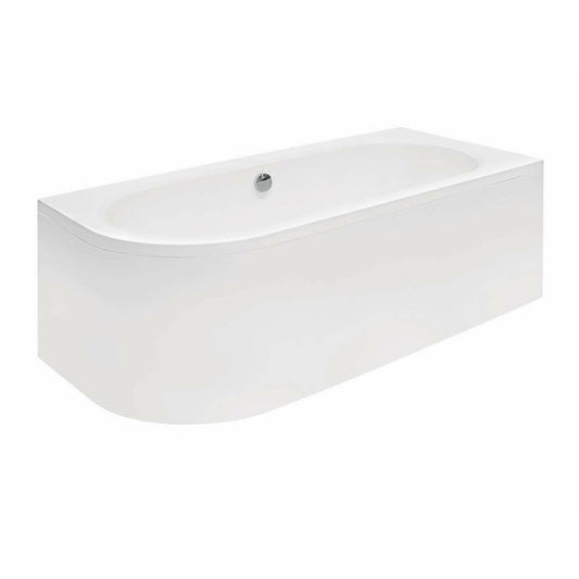 Asymmetrical bathtub Besco Avita 160x75 cm glossy white with right installation