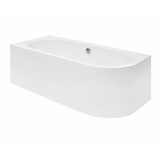 Asymmetrical bathtub Besco Avita 180x80 cm glossy white with left installation