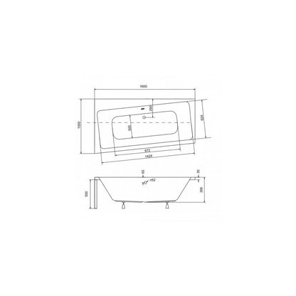 Besco Infinity Asymmetrical Bathtub 160x100 cm Left