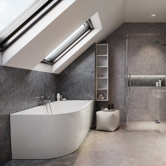Cersanit Crea Freestanding Bathtub 170x82 cm Glossy White Right Mount Wall Attached, BTW
