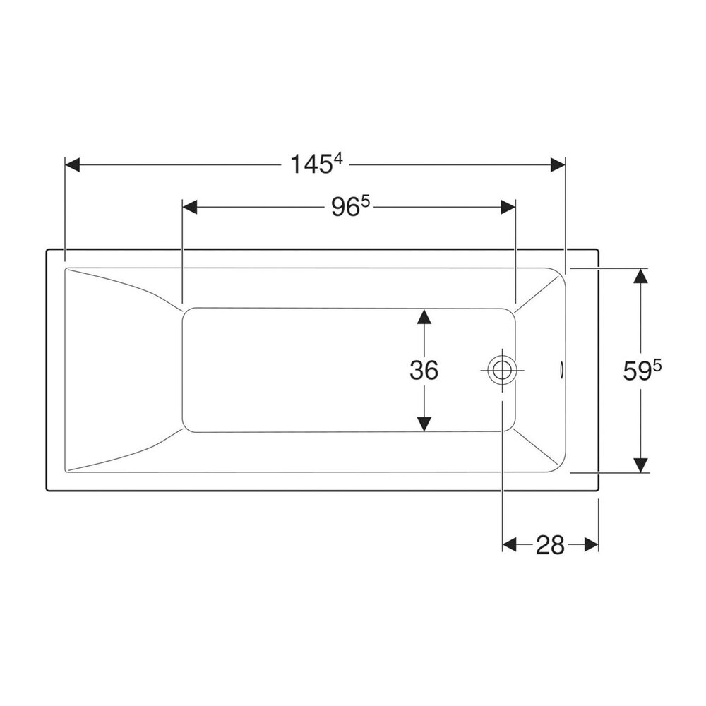 Geberit Selnova Square Rectangular Bathtub 160x70 cm