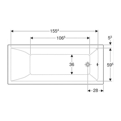 Geberit Selnova Square Rectangular Bathtub 170x70 cm
