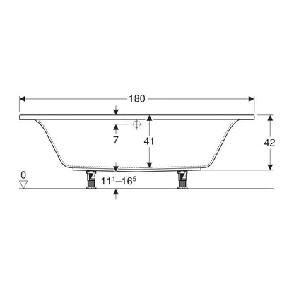 Geberit Selnova Square Duo Rectangular Bathtub 180x80 cm