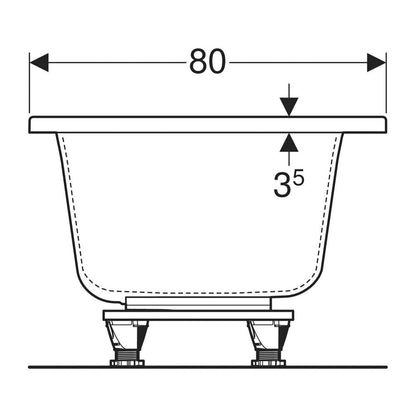 Geberit Selnova Square Duo Rectangular Bathtub 180x80 cm