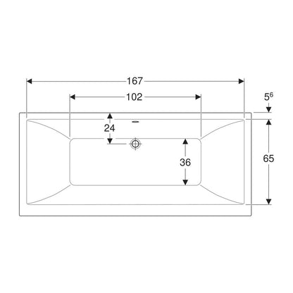 Geberit Selnova Square Duo Rectangular Bathtub 180x80 cm
