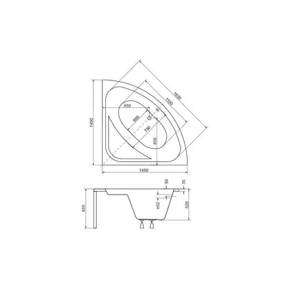 Квадратна вана Besco Luksja 148x148 см