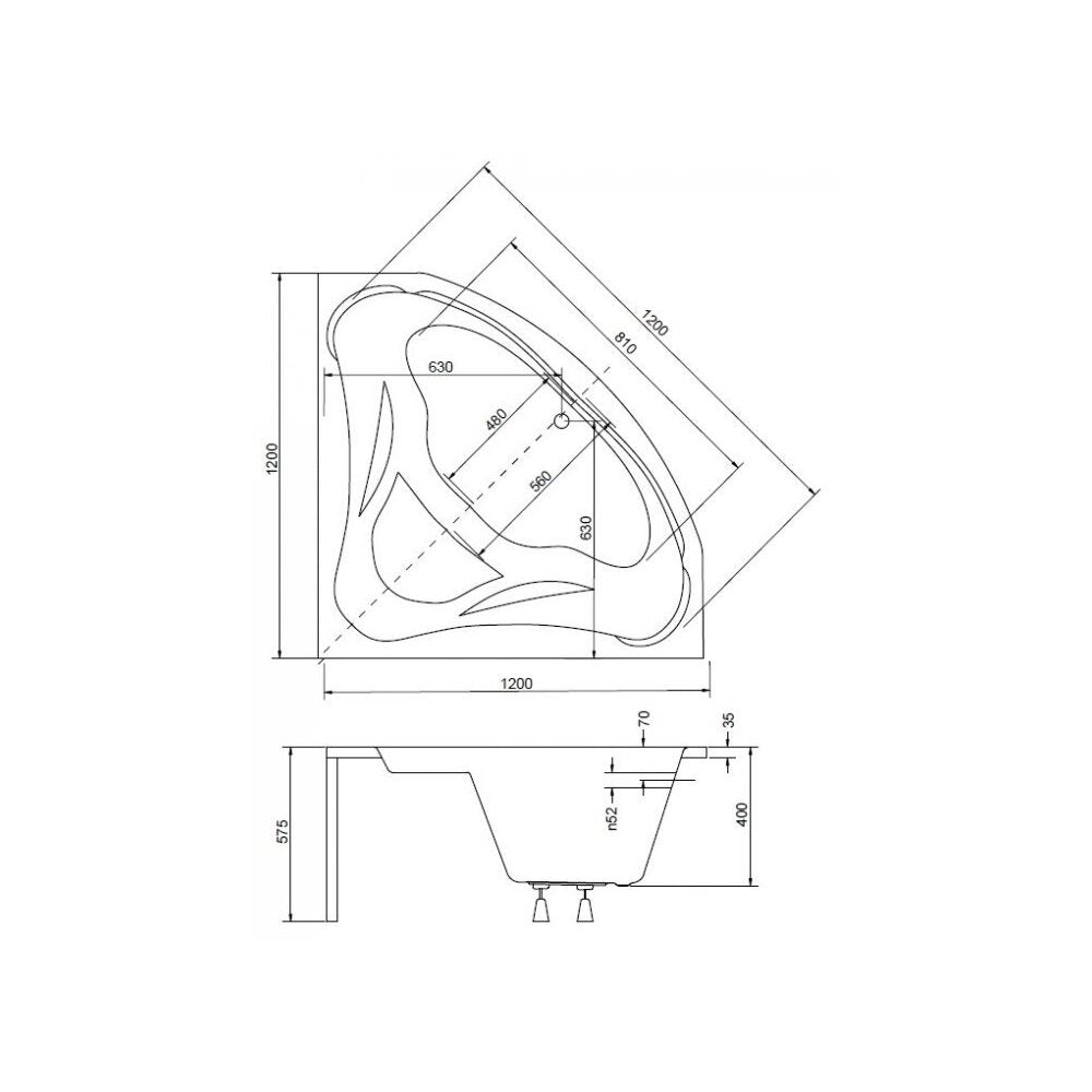 Ъглова вана Besco Mia 120x120 см