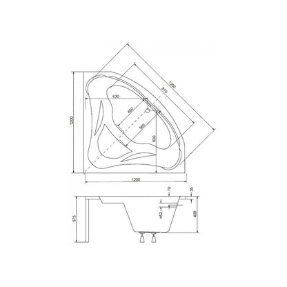 Ъглова вана Besco Mia 120x120 см