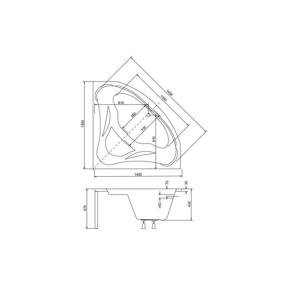 Къдрова вана Besco Mia 140x140 см