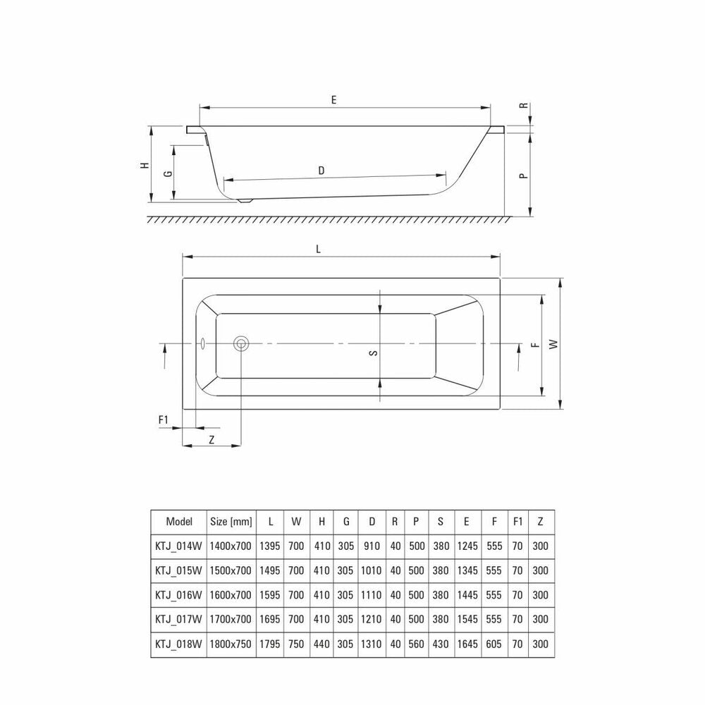 Deante Prizma Rectangular Bathtub 170x70 cm