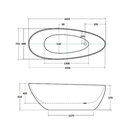 Freestanding bathtub Besco Goya 170x72 cm white - black