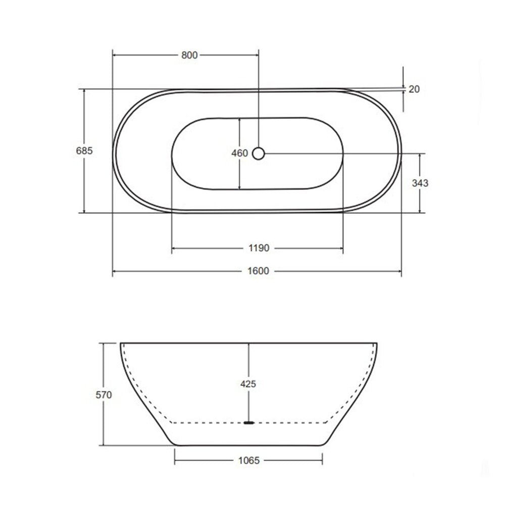 Стендова вана Besco Moya 160x68 см бяла лъскава