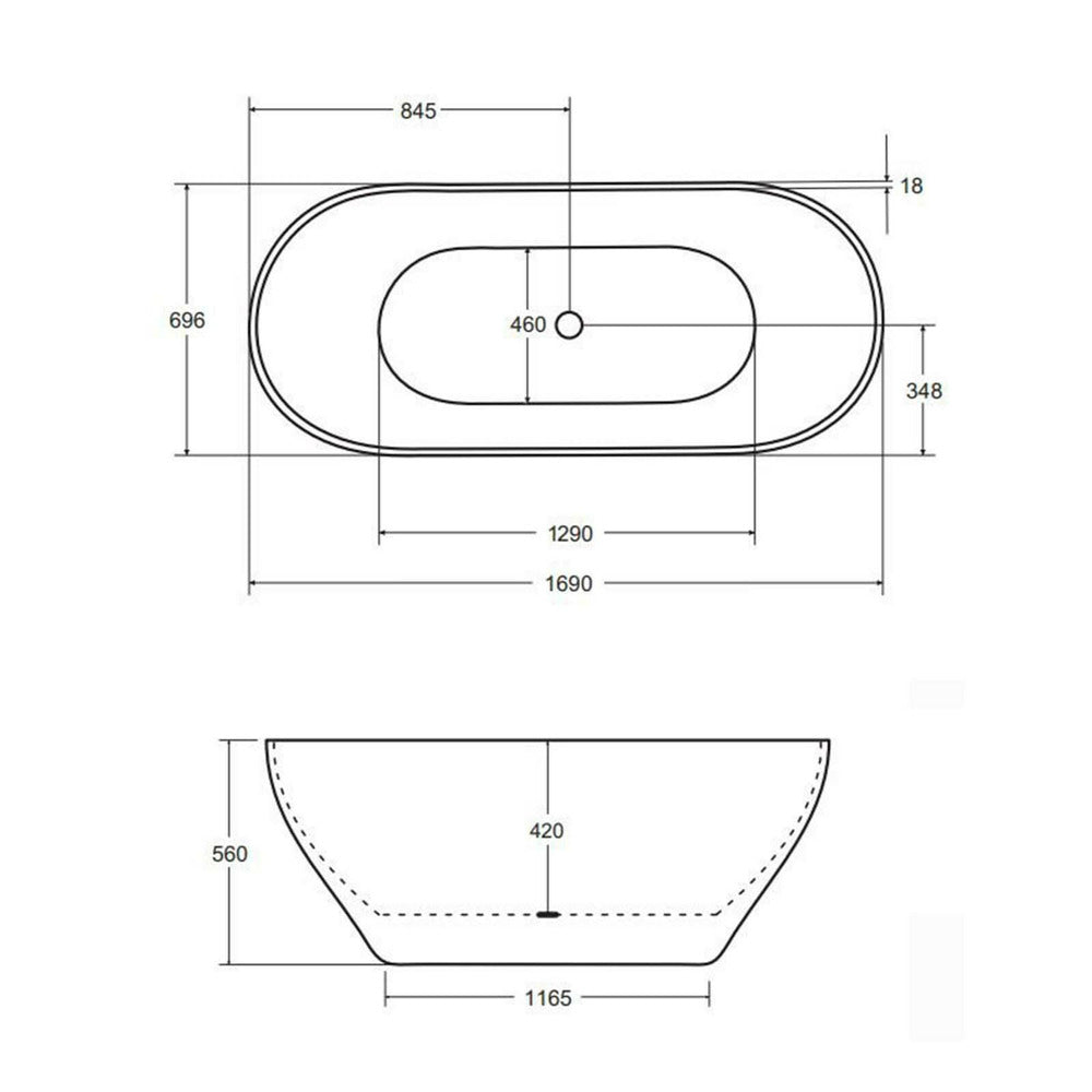 Freestanding bathtub Besco Moya 170x72 cm glossy white