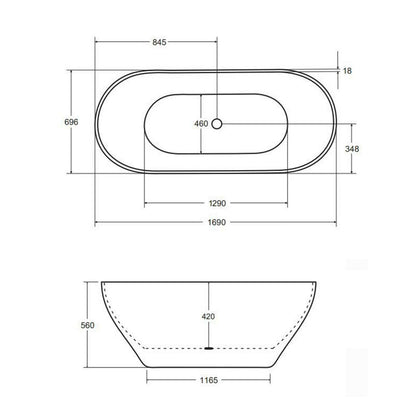 Freestanding bathtub Besco Moya 170x72 cm glossy white