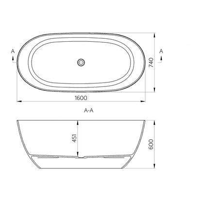 Marmite Coral Freestanding Bathtub 160x74 cm
