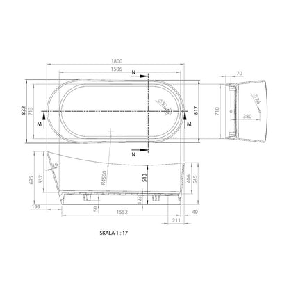 Vayer Cetus Composite Freestanding Bathtub 180x83 cm