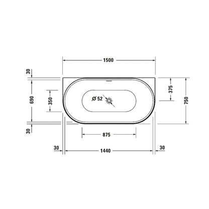 Свободностояща вана Duravit DuraSenja 150x75 cm бял финиш, стенен монтаж