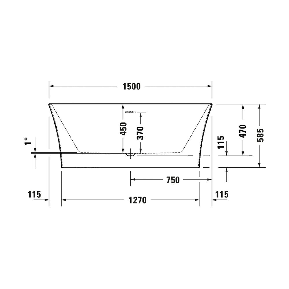 Свободностояща вана Duravit DuraSenja 150x75 cm бял финиш, стенен монтаж