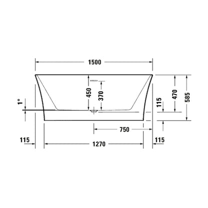 Свободностояща вана Duravit DuraSenja 150x75 cm бял финиш, стенен монтаж