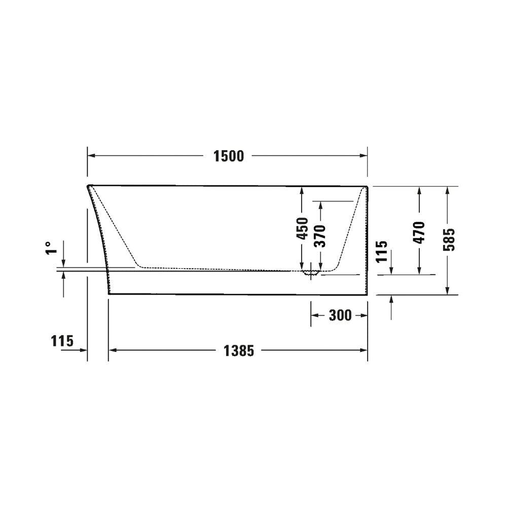 Свободностояща вана Duravit DuraSenja 150x75 cm бяла, дясна, прилепнала към стена, BTW