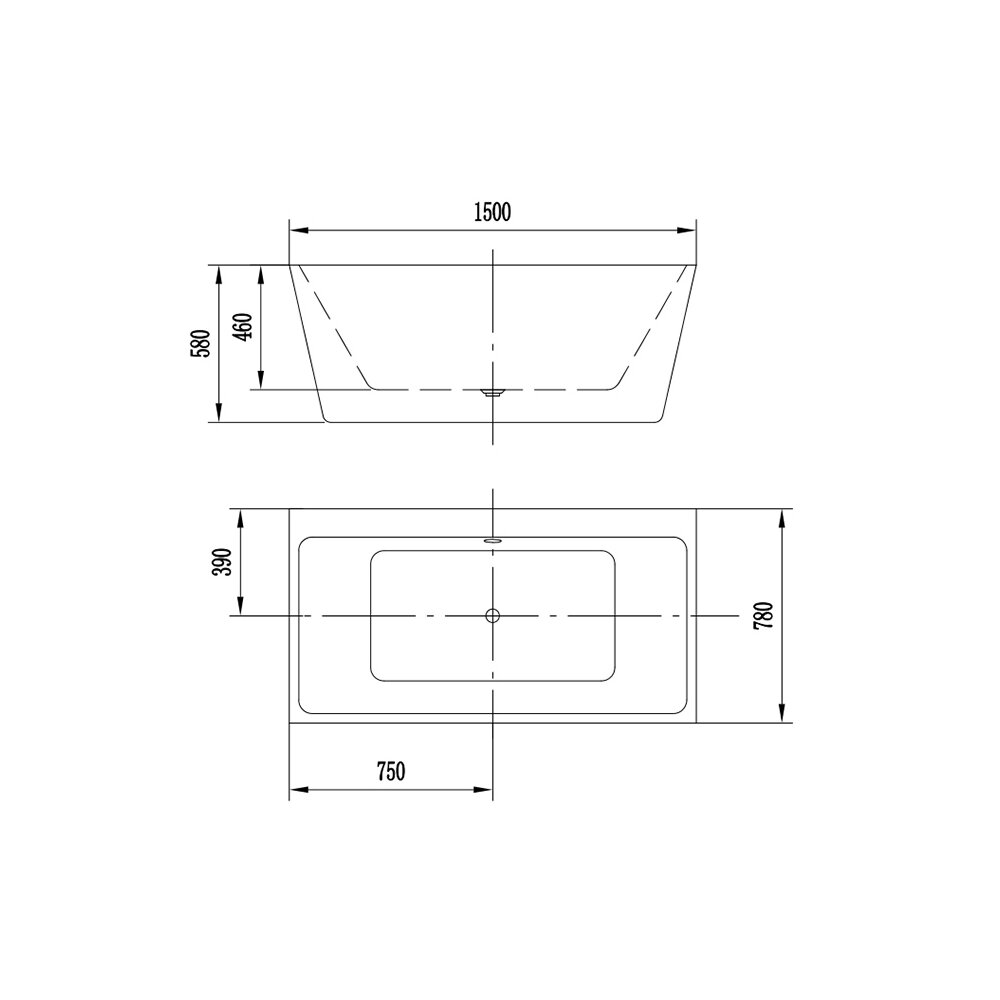 Florida Alvaro New Freestanding Bathtub 150x78 cm Wall Lip