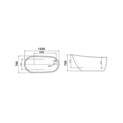 Florida Natalia New Freestanding Bathtub 152x76 cm Glossy White