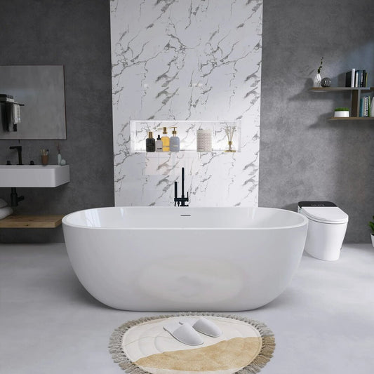 Hatria Tiberis 170 cm Oval Freestanding Bathtub with Drain Installation