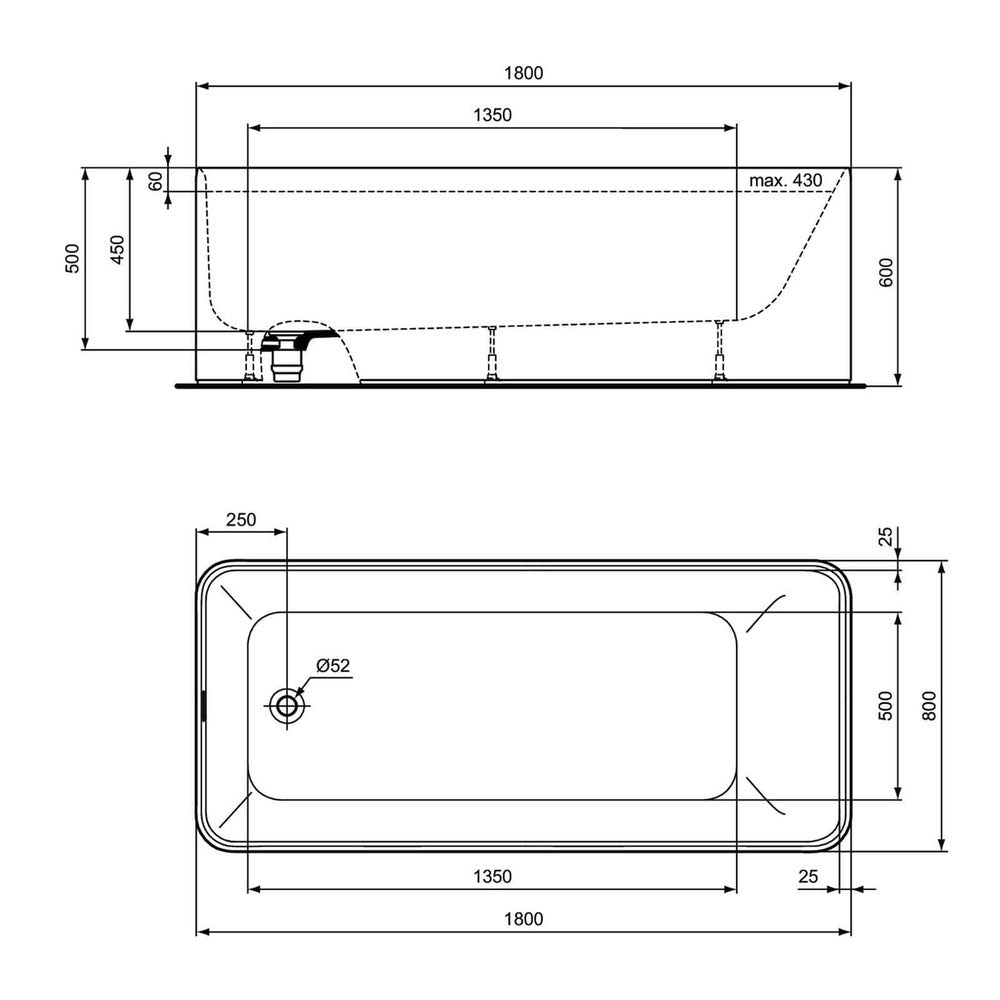 Freestanding Bathtub Ideal Standard Atelier Conca Matte White 180x80 cm