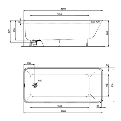 Freestanding Bathtub Ideal Standard Atelier Conca Matte White 180x80 cm