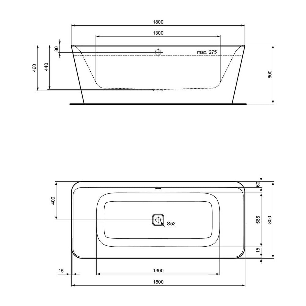 Свободно стояща вана Ideal Standard Atelier Tonic II 180x80 см бял мат