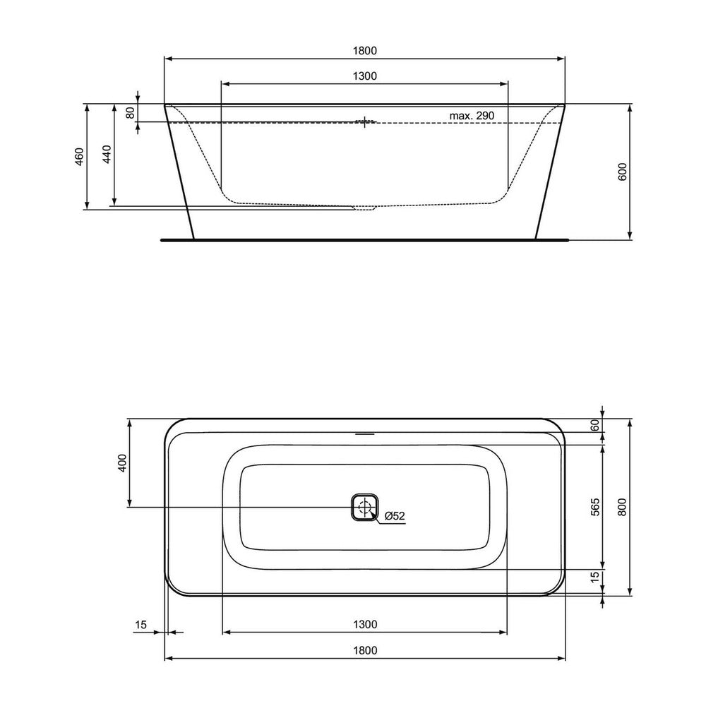 Сензорна вана Ideal Standard Atelier Tonic II бяла - черен мат 180x80 см